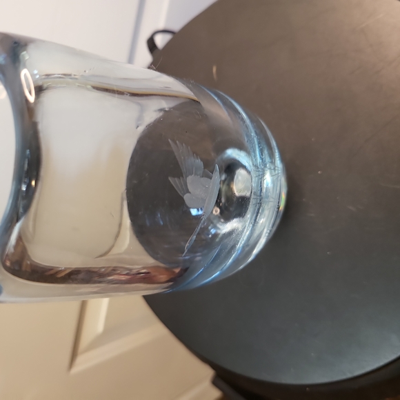 VINTAGE CRYSTAL ART GLASS VASE ETCHED GOOSE STROMBERGSHYTTAN ORREFORS STYLE - Picture 6 of 12